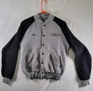 CROOKS & CASTLES Streetwear Button Up Men's Varsity Jacket Size S/P Black / Gray - Picture 1 of 6