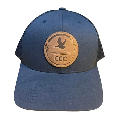 Coot Villa Co Mesh Hat Cap Dark Gray With Brown Leather Patch Logo - Yupoong - Image 1 of 4