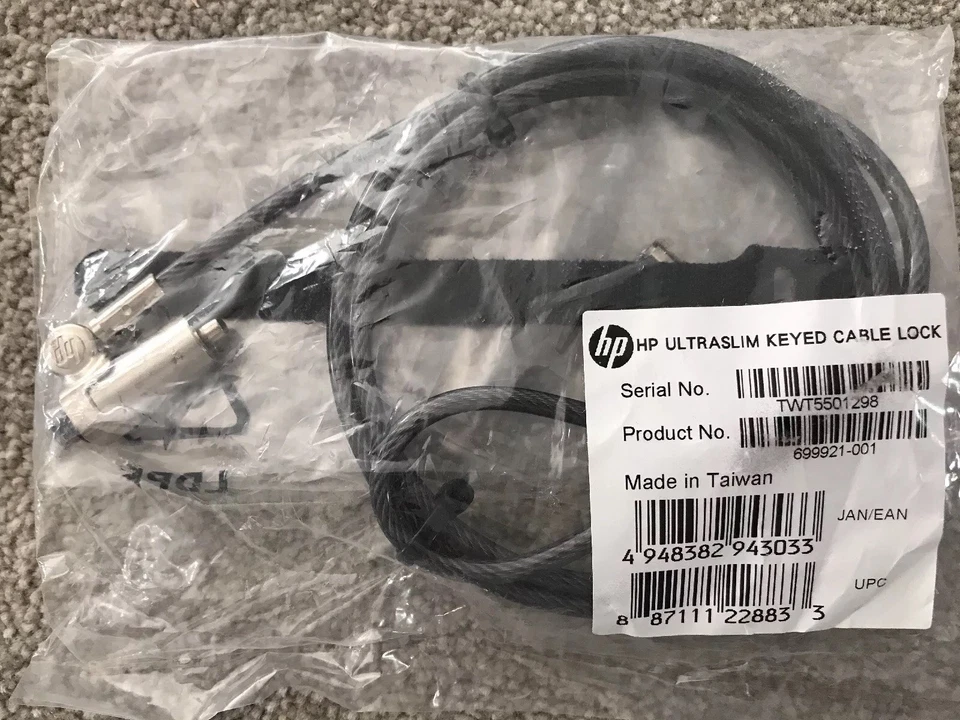 *New* HP Ultraslim Keyed Cable Lock - Product No. 699921-001 - Image 1 of 1