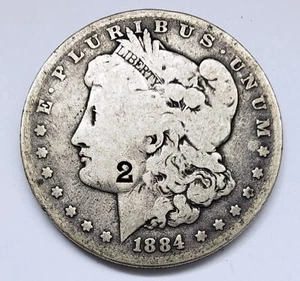 1884 MORGAN SILVER DOLLAR COUNTERSTAMPED - Picture 1 of 2