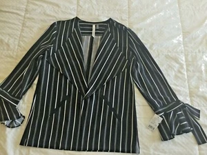Women’s Jacket Black with White Stripes “NY Collection” SZ. M New w/ Tags - Picture 1 of 7
