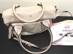 Kate Spade Women Satchel Crossbody Handles Ivory Pebbled Leather Zip COA - Picture 1 of 13