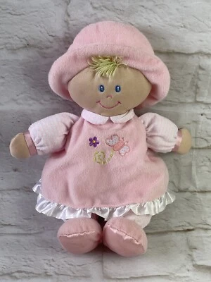Toys R Us boneca de pelúcia rosa Baby’s First Baby Lovey 12” cabelo loiro olhos azuis - Imagem 1 de 4