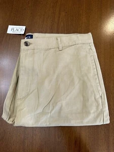 NWT The Childrens Place Adjustable Solid Light Beige Khaki Pants Youth 18 HUSKY - Picture 1 of 3