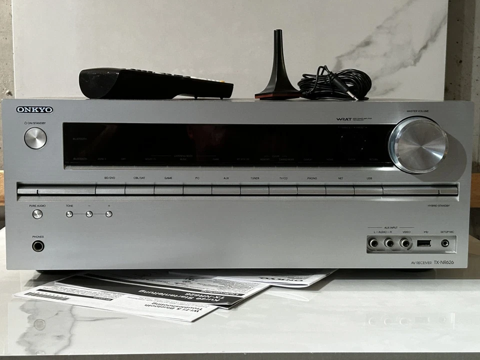 Onkyo TX-NR626 7.2 AV Receiver silber,  Internet-Radio LAN Wifi Bluetooth - Bild 1 von 4