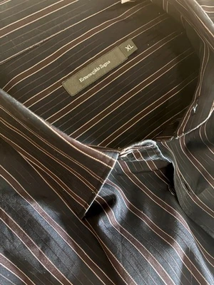 Ermenegildo Zegna Size 15 Black Striped Dress Button Up Long Sleeve-Size XL - Image 1 of 4