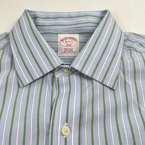 Camisa de vestir Brooks Brothers para hombre 16 36 azul a rayas calce regular sin hierro clásica - Imagen 1 de 10