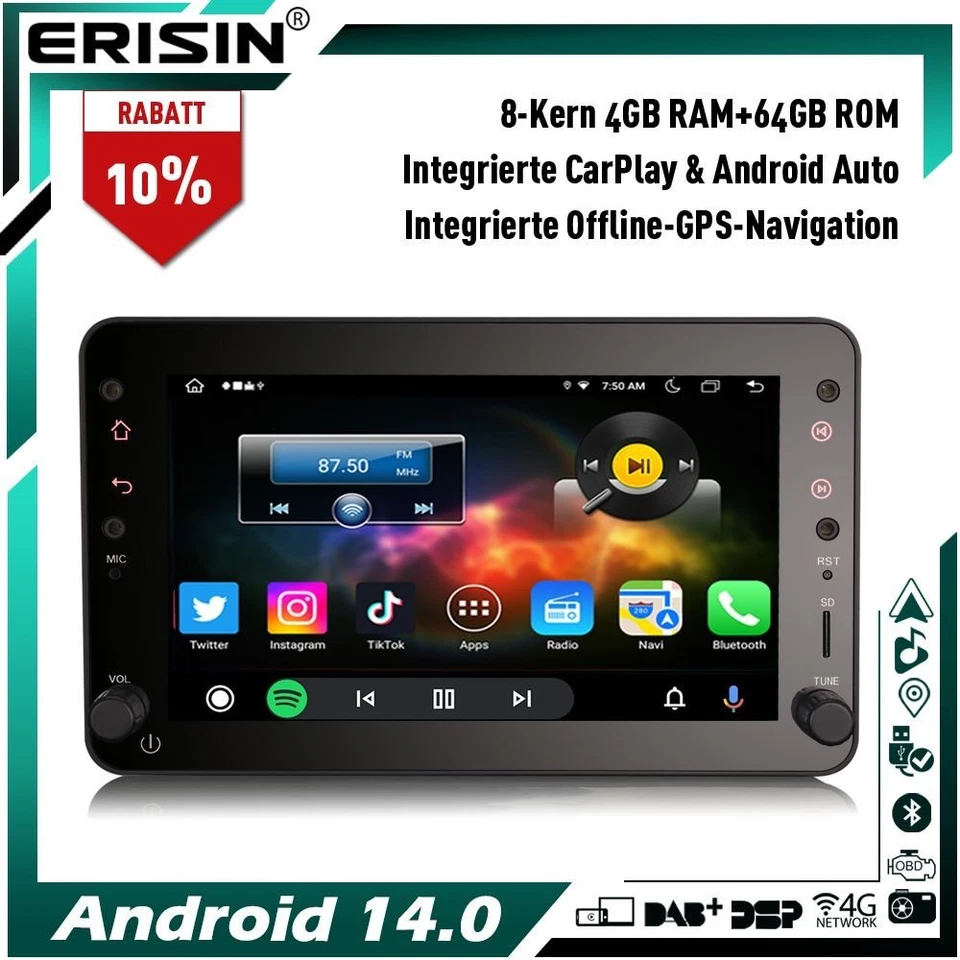 8-Kern Autoradio Android 14 GPS Navi CarPlay DAB+Für Alfa Romeo Spider Brera 159 - Bild 1 von 4