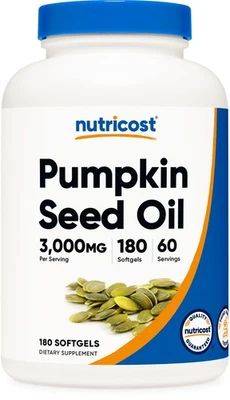 Nutricost Pumpkin Seed Oil (3,000mg) 180 Softgels - GMO-Free, 60 Servings - Image 1 of 4