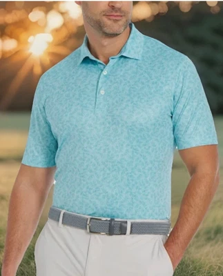 Camisa polo de golf Greg Norman para hombre talla pequeña ML75 verde aguamarina Play Dry. Nuevo Foto 1 de 3