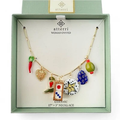 Atterri Cerámica Vidrio Dije Collar Dados Corazón Estrella Botas Vaqueras Oliva NUEVO Foto 1 de 4