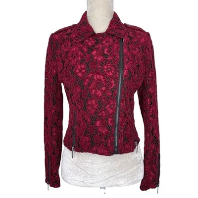 Chaqueta de motociclista de encaje White House Black Market para mujer talla S Foto 1 de 4