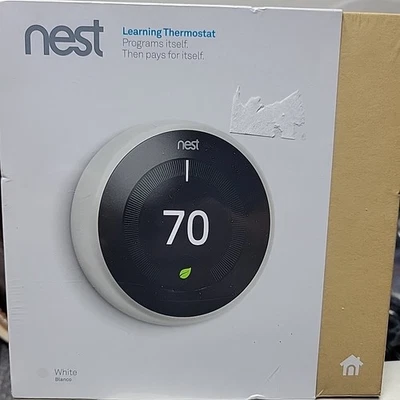 SEALED Google Nest 3rd Gen Learning Thermostat T3017US White UPC 813917020203 A+ - Image 1 of 4