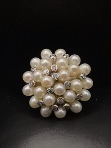 925 sterling silver Pearl Cluster ring Size 7 - Picture 1 of 13