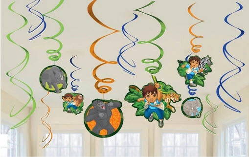 GO DIEGO GO животных спасения Happy день рождения вечеринки вися вихрь украшения 12шт - Изображение 1 из 1