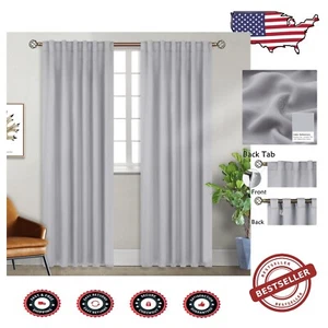 Stylish Room Darkening Curtains in Light Grey with 3 Hanging Styles, 52"w X 84"l - Picture 1 of 10
