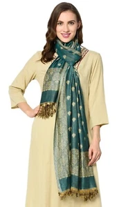 Original Kashmiri Embroidery Indian Shawl Stole Scarf Cashmere Pashmina Wrap Art - Picture 1 of 6