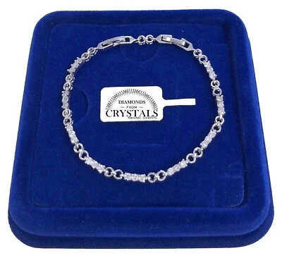 Bracciale Tennis 4mm Infinito pl. oro Bianco 18k con cristalli Zirconi  B21 - Immagine 1 di 4