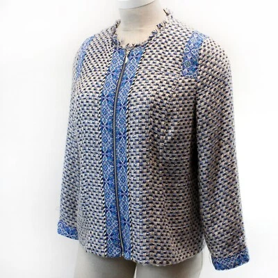 Chico's Tejido Clásico Cremallera Chaqueta Cárdigan Blazer Carrera Oficina Talla 3, 16/18 Foto 1 de 4