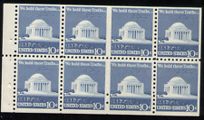 US. 1510c. 10c. Jefferson Memorial. Pane of 8. Dull Gum. Mint. NH. 1973