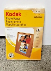 PAPIER KODAK FHOTO, DRUK KOLOROWY LUB CZARNY, 60 ARKUSZY W WYKOŃCZENIU BŁYSZCZĄCYM, NOWY! - Zdjęcie 1 z 2