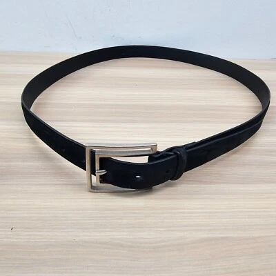 Italian Black Belt Mens 42 105 Silver Buckle Suede DANIEL CRAIG Quiet Luxe ITALY - Image 1 of 4