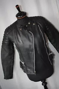 Vtg Erel Hamburg leathers black biker Monza cafe racer jacket 36 motorcycle - Picture 1 of 11