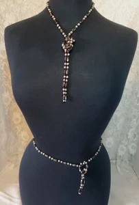 2 Black Magnetic Hematite Necklaces W/Silver & Dark Purple Beads. Versatile 35" - Imagen 1 de 7