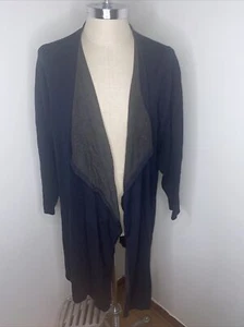 New J Jill Women's Cardigan Sweater Sz 1X Gray Blue Open Front Long Shawl Collar - Picture 1 of 6