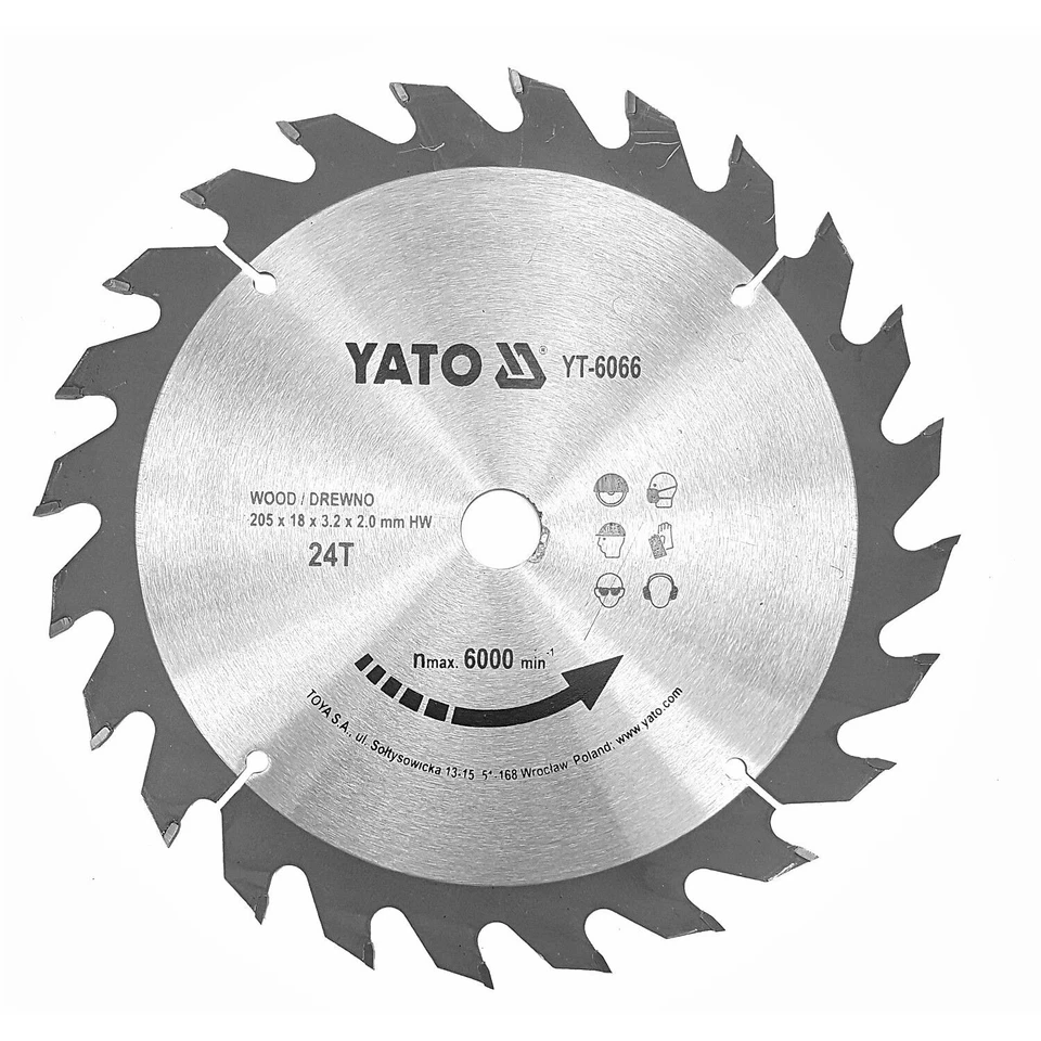 YATO Kreissägeblatt Holz 205 X 18 Mm 24 Zähne Yt-6066
