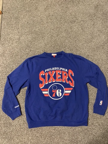 Philadelphia 76ers Mitchell And Ness Crewneck Sweater XXL Blue Cover