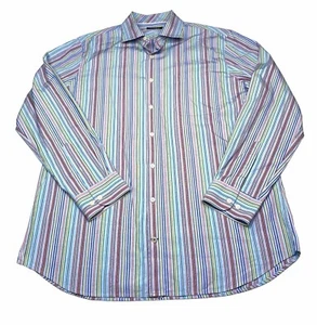 Bobby Jones Mens Purple Blue Striped Button Down Long Sleeve Cotton Shirt Sz XL - Picture 1 of 9