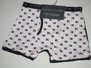 Tommy Hilfiger Boys M 10-12 2 Pk Cotton Knit Boxer Brief Shorts Underwear White - Picture 1 of 2