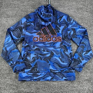 Adidas Hoodie Sweatshirt Youth Boys XL Extra Large Blue Geometric Long Sleeve - Picture 1 of 11