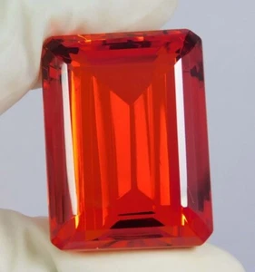 AAA+ 85.55 Ct. Large Mexican Fire Opal Emerald Cut Loose Gemstone @Women Gift - Picture 1 of 7