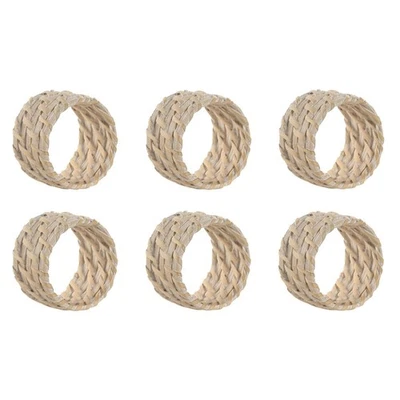Anello portatovagliolo Home ESPRIT Bianco Naturale Bambù Rattan 5 x 5 x 3 cm - Immagine 1 di 3