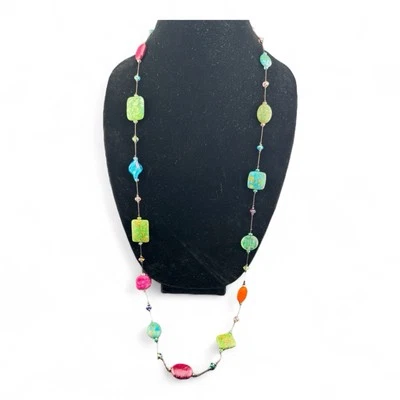Cadena colorida Premier Designs tono bronce/oro con cuentas de vidrio—38 pulgadas Foto 1 de 4