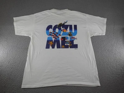 Camisa Cozumel México Para Hombres 2XL XXL Blanca Snorkel Pez Gráfico Playa Buceo Foto 1 de 4