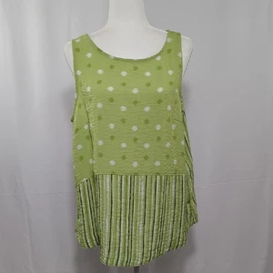 Habitat Lime Green Shirt Polka Dot Stripe Top Mixed Print Women's Large - Picture 1 of 12