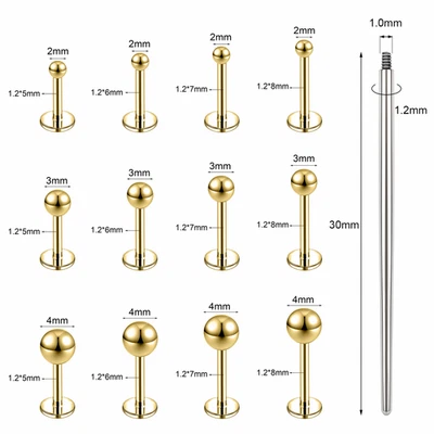 Juego de 13 pernos labiales de acero inoxidable piercing Labret Monroe Foto 1 de 4