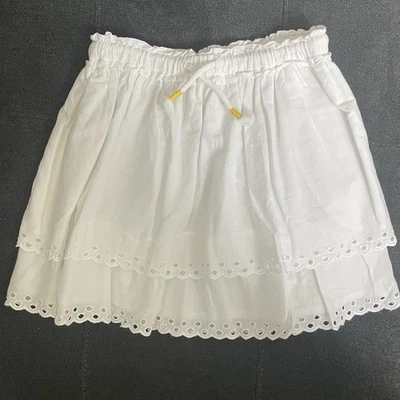 Falda Mini Boden 8/9 Niñas Blanca Ojales Bolsillo Volantes Foto 1 de 4