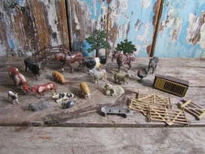 Vintage Job Lot Britains & Crescent Metal Farm Animals & Scenery Fences Bridge - Picture 1 of 11
