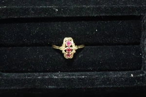 10 Karat Gelbgold Rubin Ring, 1,8 Gramm, Größe 5,75 - Bild 1 von 5