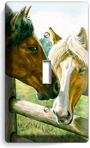 AMERICAN COUNTRY FARM AMOR CABALLOS BESANDO 1 PANDILLA INTERRUPTOR DE LUZ PLACAS DECORACIÓN - Imagen 1 de 1