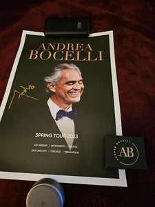 ANDREA BOCELLI TOUR 2023 SOLD OUT SIGNED 13"x19" POSTER + GOLD CUFFLINKS - Picture 1 of 10