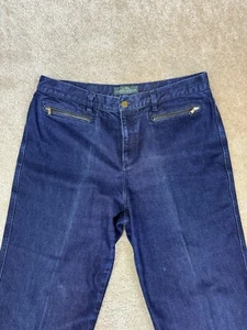 Lauren Jeans Co Size 14 Straight Leg Dark Wash Zipper Accent No Back Pocket B069 - Picture 1 of 14
