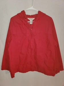 LL Bean Windbreaker Jacket Womens Large Reg Hooded Lightweight Jacket Red - Picture 1 of 3