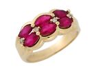 10K Or 14K Yellow Gold Marquise Cut Simulated Ruby And White Cz Ladies Band Ring