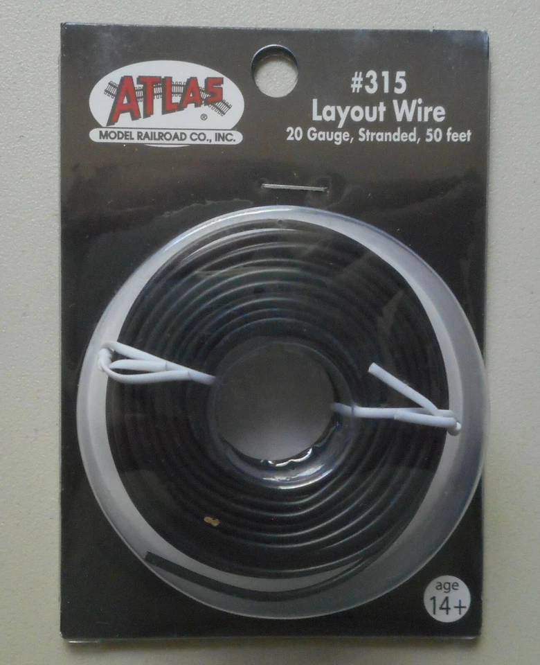 Black Layout Wire 20 Gauge HO N SCALE ATLAS 315 TRAIN TRACKS LAYOUT 50 Feet - Изображение 1 из 1