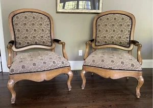 Vintage Custom French Bergère Lounge Arm Chairs—A Pair - Picture 1 of 8
